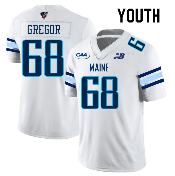 Youth #68 Max Gregor Maine Black Bears College Football Jerseys Stitched Sale-White